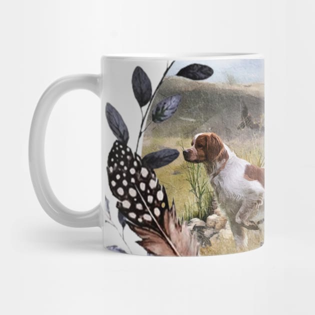 Quail hunting with a Brittany Spaniel, Art by German Wirehaired Pointer 